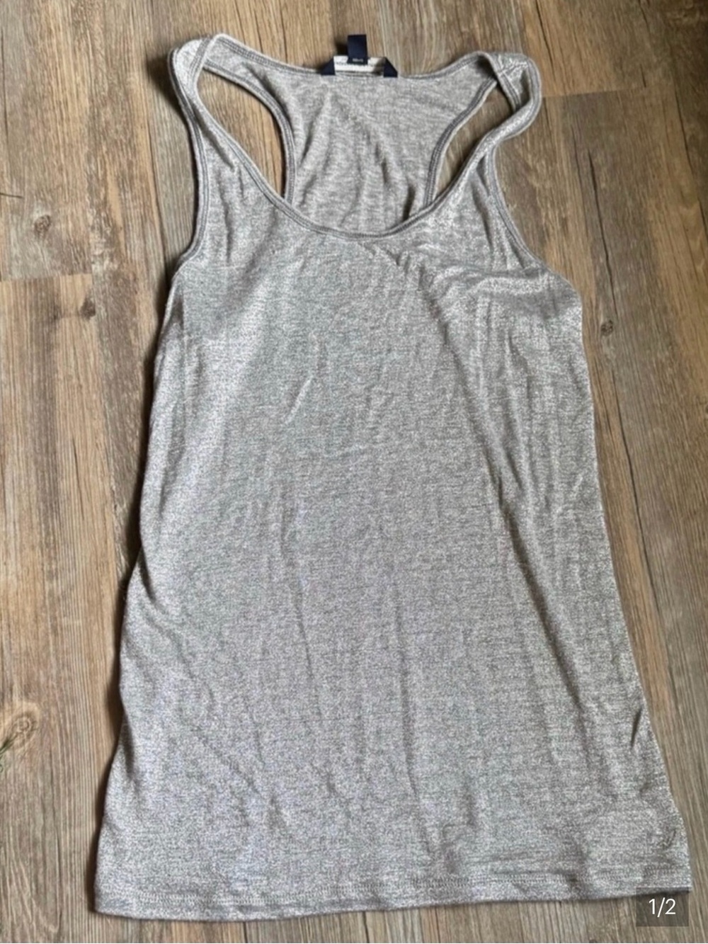 American Eagle sparkly grey knit racerback tank top size medium